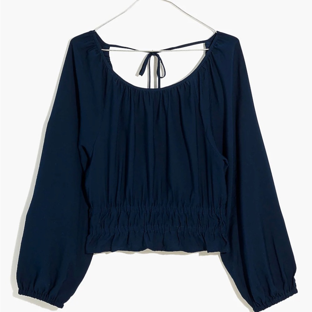 NWT Madewell Tie Back Cutout Twill Top in a Deep indigo color